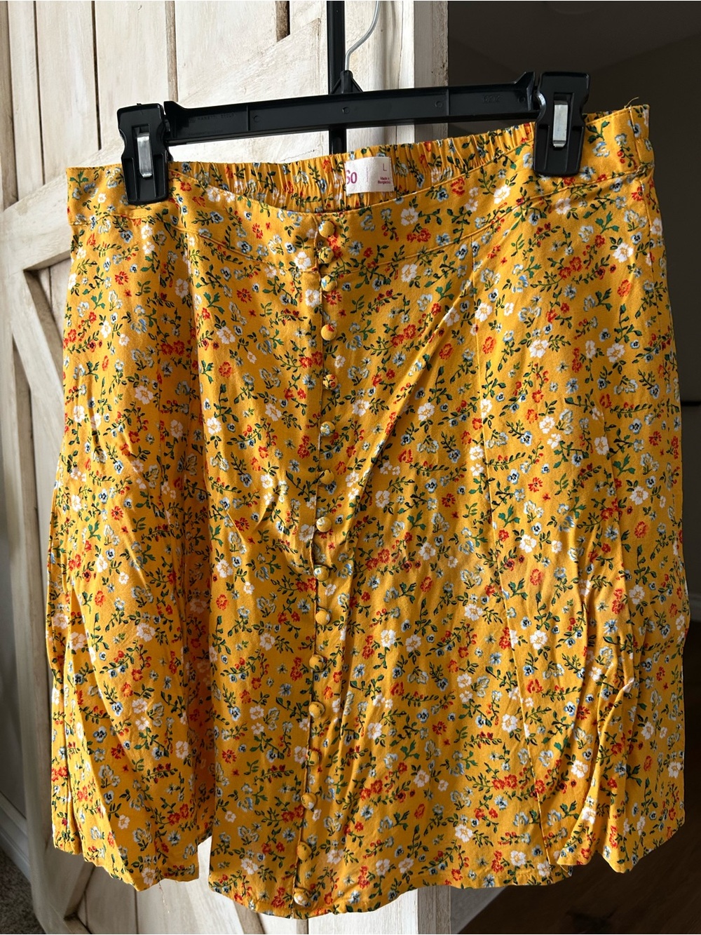 SO Yellow Floral Button-Front A-Line Skirt